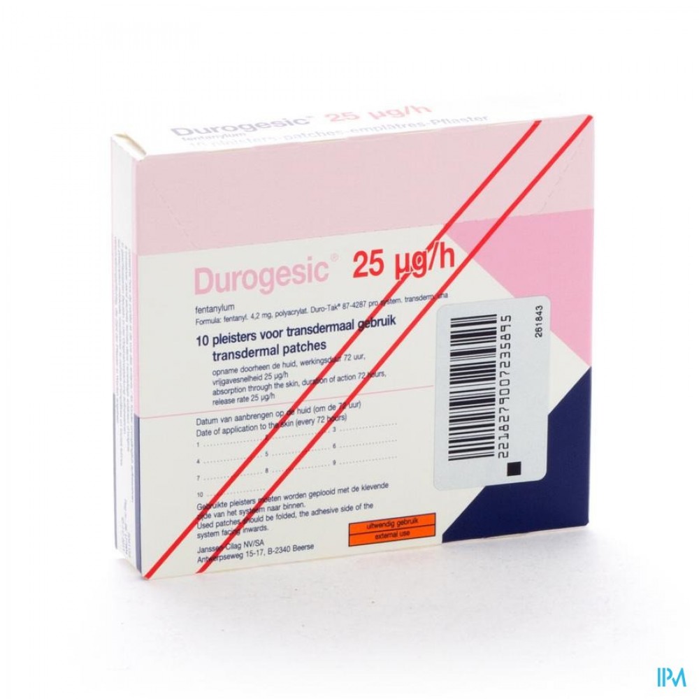 Durogesic Pl Emp 10x 25mcg/heure/uur