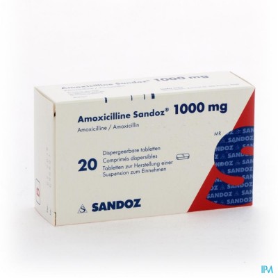 Amoxicilline Sandoz 1000mg Tabl Disp 20
