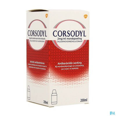 Corsodyl 2mg/ml Opl Mondwater 200ml