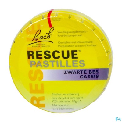 Bach Rescue Pastilles Zwarte Bes Suikervrij 50g