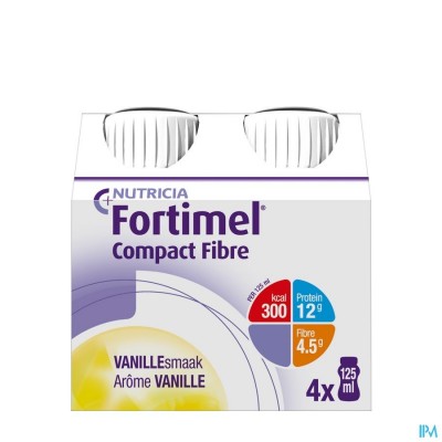 Fortimel Compact Fibre Vanille Flesjes 4x125ml