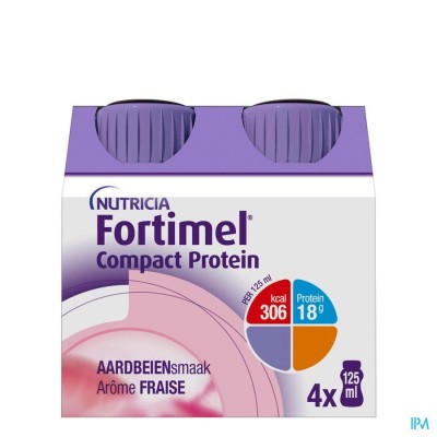 Fortimel Compact Protein Aardbei Flesjes 4x125 ml